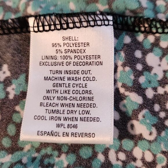 JM Collection women's large black with green floral print sleeveless dress - Picture 5 of 6